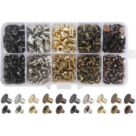 150-teiliges Sortiment an Bindeschrauben, 8-mm-Ledernieten, Set enthält 5 verschiedene Farben, Schraubnieten für Bücher, Fotoalben, Ledergürtel