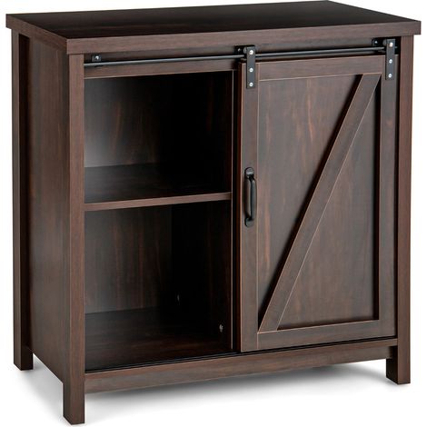 Aparador independiente de 80 x 40 x 82 cm con puerta corredera de granero estilo rústico madera marrón 200010821