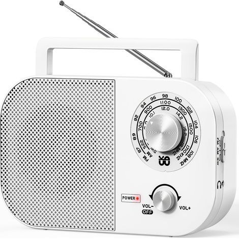 Tragbares AM/FM/SW-Radio, tragbares Radio für Zuhause/im Freien/beim Camping/für Notfälle (weiß). (1/5)
