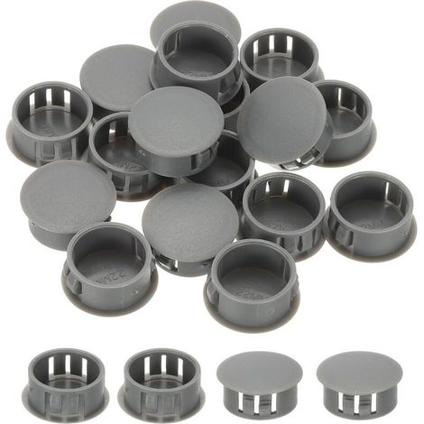 Bouchons en plastique pour trous, lot de 34 pièces, 25 mm (1 pouce), bouchons en plastique pour vis, clips, œillets, pour fixation de câbles sur bureau, gris (1/4)