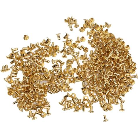500 Pcs Rivets Creux Laiton DIY, Rivets Décoratifs Percés, Boucles Œillet Cuivre 4.8x2.3x5.5mm pour Projets Créatifs (1/5)