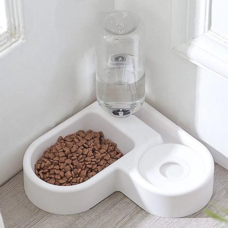 Distributeur automatique 2 en 1 d'eau et de nourriture pour animaux de compagnie avec système anti-déversement (1/5)