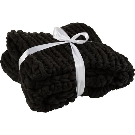 Plaid 127x152 cm en grosse maille noir - MAYUA (1/4)