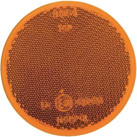 Catadioptre rond orange 75mm avec boulon de fixation M5x19 au culot réflecteur remorque tracteur voiture (1/2)