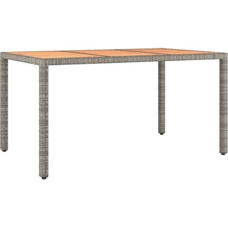 Maison Exclusive - Gartentisch mit Holzplatte Grau Poly Rattan &