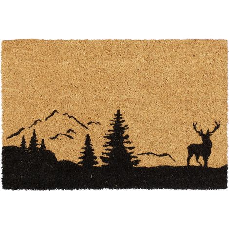 Felpudo de fibra de coco 75 x 45 cm antideslizante decorativo natural de coco marrón 130009116 (1/5)