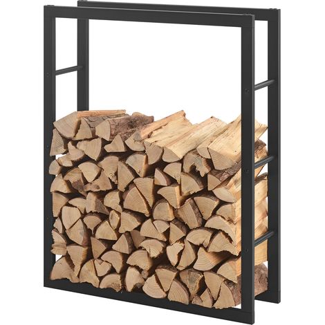 [en.casa] Legnaia 80 x 100 x 25 cm Portalegna, telaio per accatastare legna Acciaio nero