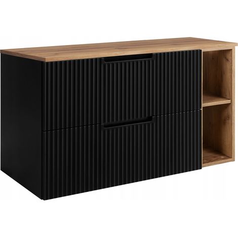 Waschtischunterschrank VENA - 100 cm - Schwarz und Goldeiche - Modernes und praktisches Design