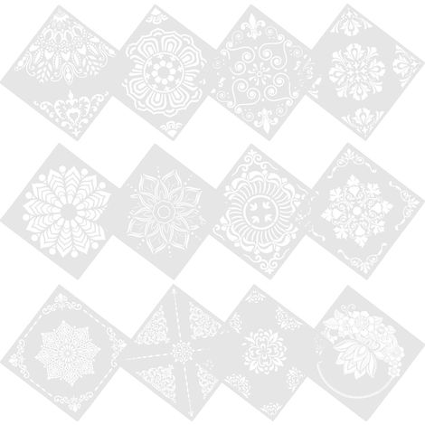mandala réutilisables en PET 30 x 30 cm 12 pièces découpées