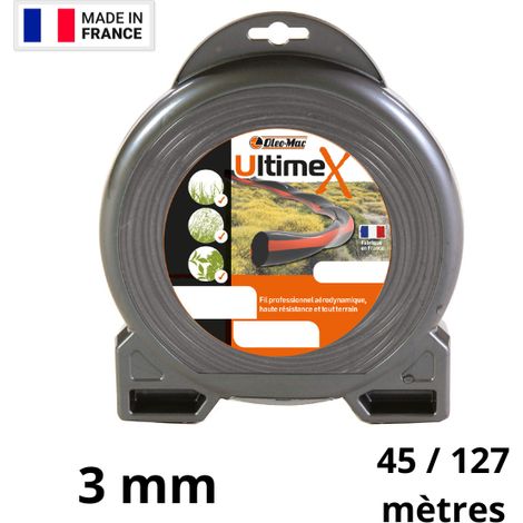 Oleo Mac – Fil débroussailleuse hélicoïdal 3 mm – Longueur 45 mètres – Pour terrains accidentés et végétations denses – Copolymères anti-abrasion