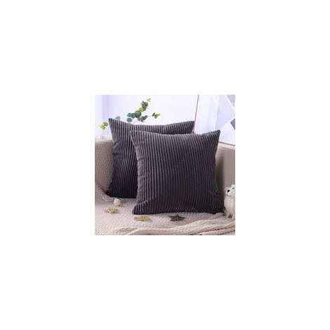 Lot De 2 Housse De Coussin En Velours Côtelé Décoratif Taie D'oreiller Canapé Voiture Maison Décor Housses De Coussin 45 X 45 Cm (Noir)