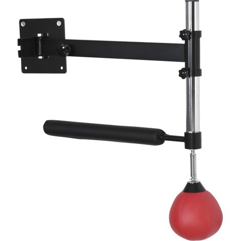 Rack de boxe mural réglable en hauteur avec speedball et barre de réflexe noir/rouge