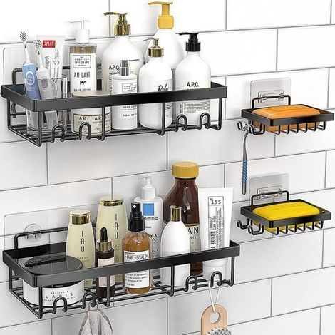 4er-Set Duschablagen zum Selbstkleben (ohne Bohren), Seifenhalter, Ablage, selbstklebende Duschablage für Bad/Küche/Schlafzimmer (1/4)