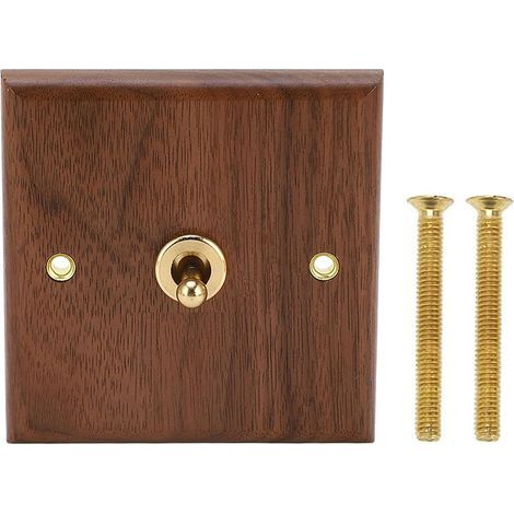 Interrupteur À Bascule Antique en Noyer, 250V 16A Simple/Double Commande Interrupteurs À Bascule Rétro Faits Main en Bois de Noyer pour Panneaux Muraux, pour Salon Et Chambre À Coucher (Simple) (1/5)