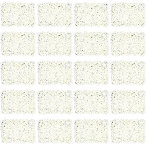 20Stk Wandpaneel Kunstblume 16 „x 24“ Wanddekoration Seidenblume Hintergrund Falsche Blumenpaneele für Geburtstagsdekoration Hochzeit Party Leinwand Hintergrund Weiß (1/5)