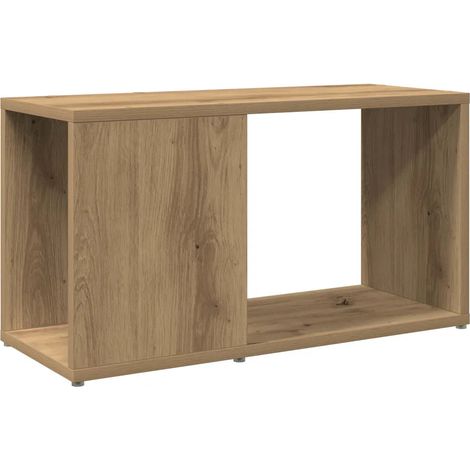 Meuble TV pratique bois d'ingénierie avec espace de rangement 60 x 24 x 32 cm style moderne en bois chêne artisanal