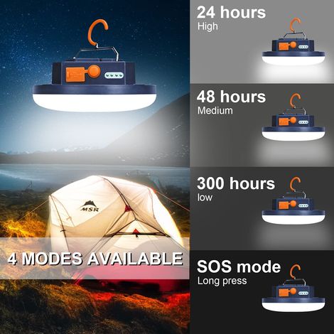 Lanterna portatile da campeggio, power bank da 9900 mAh, lampada da tenda ricaricabile da 2000 LM, lampada a LED resistente all'acqua IP65 per campeggio, lavoro, caccia, pesca, escursionismo, emergenz (1/4)