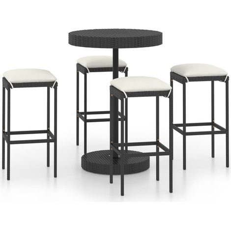 Maison Exclusive - 5-tlg. Gartenbar-Set mit Kissen Poly Rattan Sc