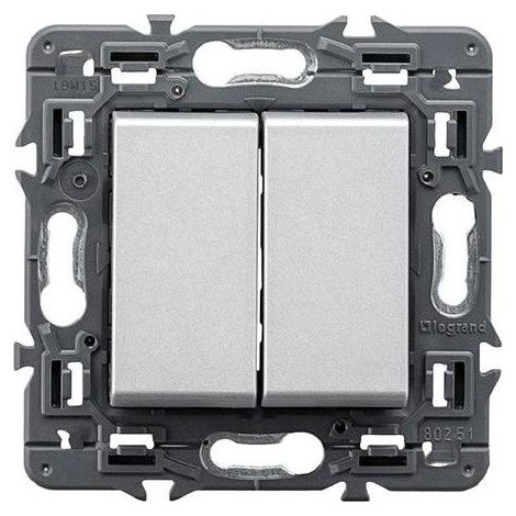 Interruptor doble VALENA NEXT 1P 10A aluminio LEGRAND 741344