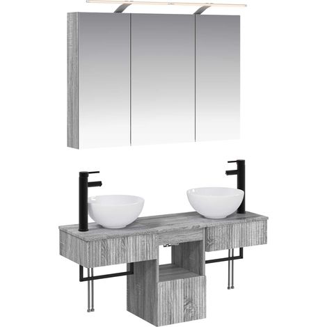 Juego de Muebles de Baño 4 pcs Sonoma gris 100 x 14,5 x 70 cm vidaXL