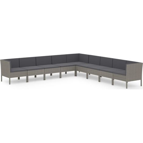 Maison Exclusive - 9-tlg. Garten-Lounge-Set mit Auflagen Poly Rat