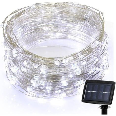 Guirlande Ruban Lumineuse Solaire,20 LEDs 72ft/22M de Cuivre Extérieur Tube Rope Guirlande Lumineuse Décorative (Blanc) (1/4)