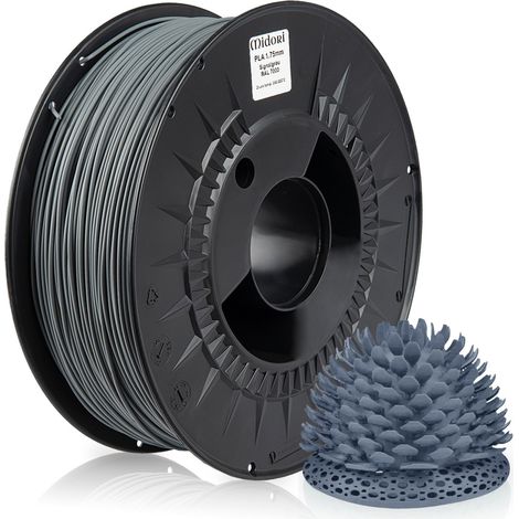 MIDORI® 3D Drucker 1,75mm PLA Filament 1kg Spule Rolle Premium Signalgrau RAL7000 (1/5)