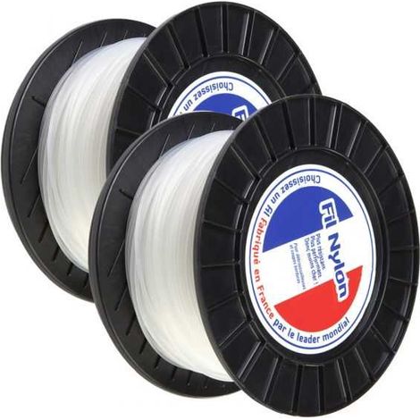 Fil nylon 3,3 mm x 90 m Rond Blanc Bobine par 2 (1/5)