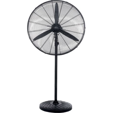 Ventilateur sur pied industriel 130W – 3 vitesses – Structure et pales en aluminium noir – Hauteur 160 cm – Oscillation