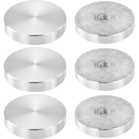 40mm Diameter Aluminum Disc Round with M8 Thread 6pcs Glass Table Top Adapter for Glass Table Silver (1/5)