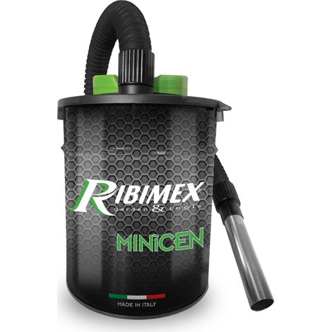Aspiracenere Elettrico Minicen 800 Watt con Filtro HEPA Lavabile Bidone in Acciaio 10 Litri per Stufe e Camini Ribimex
