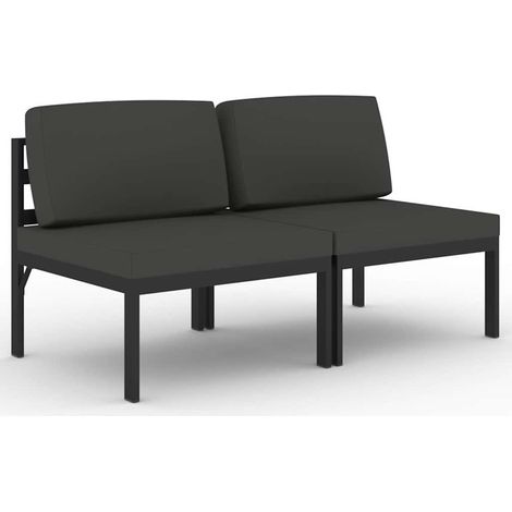 Maison Exclusive - Gartensofa 2-Sitzer mit Kissen Aluminium Anthr (1/5)
