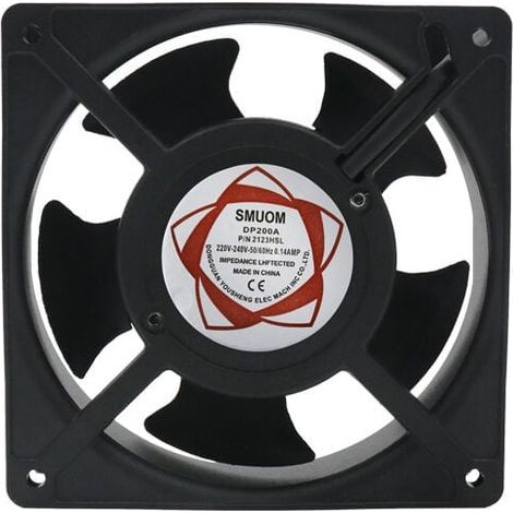 Ventilador axial para chimenea tipo cassette, insertable, alta temperatura, aspas metálicas, silencioso y universal. 120x120x38mm. - (1/4)