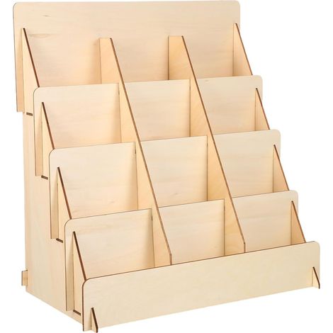 Présentoir pour Cartes Postales Cartes De Vœux Et Photos Niveaux Bois Naturel Organisateur De Papeterie pour Maison Et Magasin
