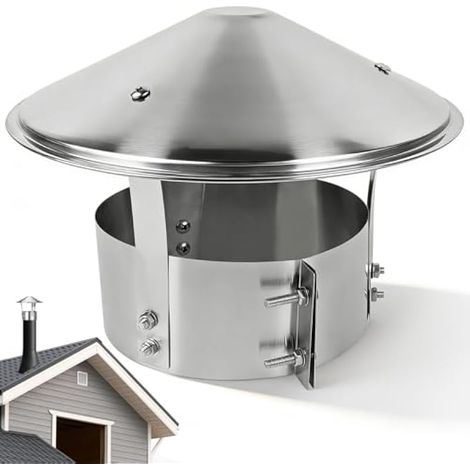 Chimney Hat Anti-Rain Stainless Steel 180 mm Chimney Lid Adjustable Diameter Cooker Hood Chimneys Hat with Plate Ventilation Hood Chimney Caps (1/5)