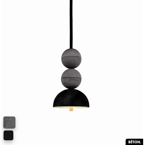 Lampe de suspension en béton velours - BOSFOR CONCRETE VELVET ANTHRACITE - NOIR 2 BALLES LED 14W (1/2)