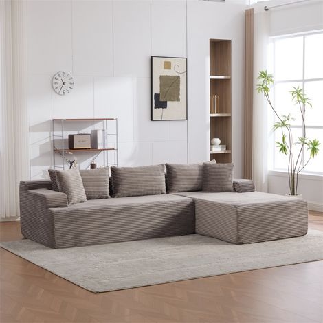 Canapé d'angle modulable - 272x174x74,5cm - Canapé de compression 4 places en chenille mousse haute résilience 30D -Gris (1/5)