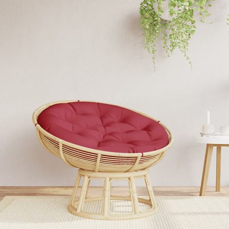 Coussin rond rouge bordeaux Ø 100 x11 cm tissu oxford (1/5)