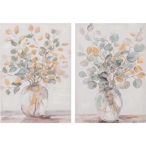 Set2 Lienzos Jarrones 80% Pintado A Mano 50X3X70Cm (1/2)