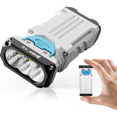 Torcia LED X2, Mini Torcia Ricaricabile USB C 2500 Lumen, 6 Modalità Torcia Portatile Impermeabile IP68, per Campeggio di Emergenza all'Aperto (Bianco) (1/5)