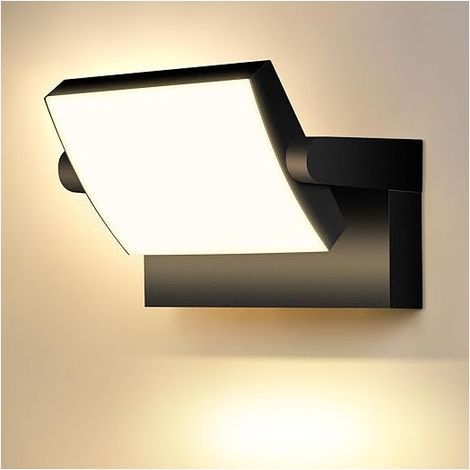 Linghhang – IP65 Wasserdichte LED-Außenwandleuchte – 350° drehbares Panel – 3000K warmweißes Licht – 12W Leistung für Sicherheit und Ästhetik (1/5)