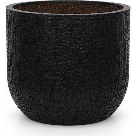 Pot de Fleurs Design Bol texture effet peau Anthracite Intérieur et Extérieur Ø 24 x H 21 cm - PANGIVO (1/5)