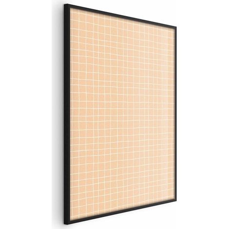 Poster – Linien und Rauschen – ein wellenförmiges Raster in Orangetönen (1/4)