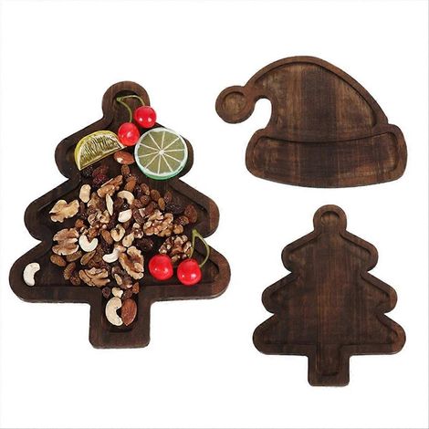 Plateau sapin de Noël, assiette à fruits mignonne en bois pour la maison (1/5)