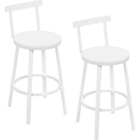 WOLTU Sgabelli Cucina, Set di 2, Sgabelli da Bar, Sgabelli Alti per Cucina Sala da Pranzo Studio, Stile Industriale, Bianco