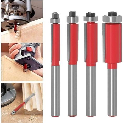 6mm Flush Wood Router Bit with Top Bearing – Set of 4 Woodworking Router Tools