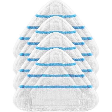 Lot de 4 Housses en Microfibre Balai Vapeur Steam Accessoire Chiffons universel Triangle lavable pour Nettoyeur Vapeur Hot Spray. Blanc Microfibre Steam Mop Pads Lavables En Machine (1/5)
