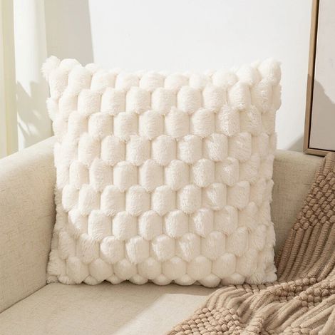 Lot de 2 housses de coussin décoratives en fausse fourrure ultra douces et confortables (coussin non inclus), housses de coussin de luxe pour canapé (1/4)