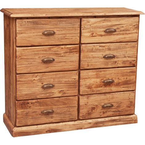 Cassettiera legno massello tiglio finitura naturale 116x41x100 cm Como cassettiera vintage 8 cassetti credenza vintage country (1/5)