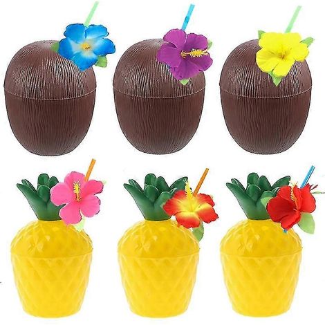 12 gobelets en noix de coco pour fête hawaïenne, luau, fête d'été sur la plage, anniversaire, fête tropicale (1/5)